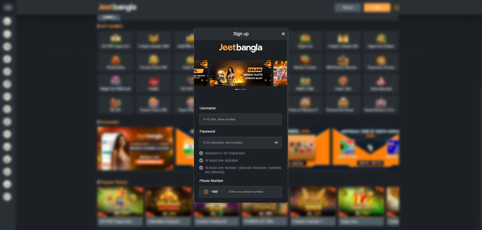 Sign up for the jeetbangla affiliated partner program in minutes